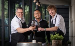 Edwin Muns, Camilo van Drumpt Sanstra and Olivier Landewers - owners of Petit Caveau - credits Raphaël Drent