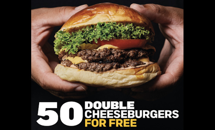 50 Double Cheeseburgers for free at Fat Phill's at May 20