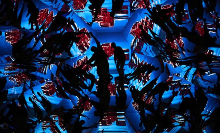 A human kaleidoscope at SMAKFEST in the IKEA Kungens Kurva store in Stockholm