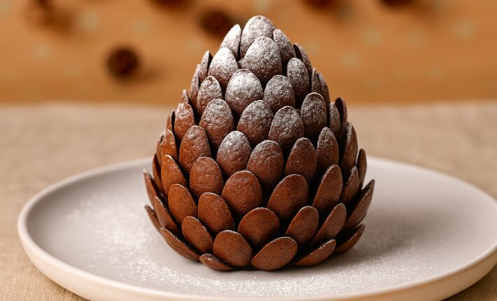 An edible pinecone dessert for the Holiday Season - generated with AI