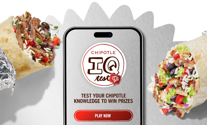 a brand IQ test as marketing tool for fans by Chipotle