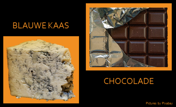 Chocolade en blauwe kaas