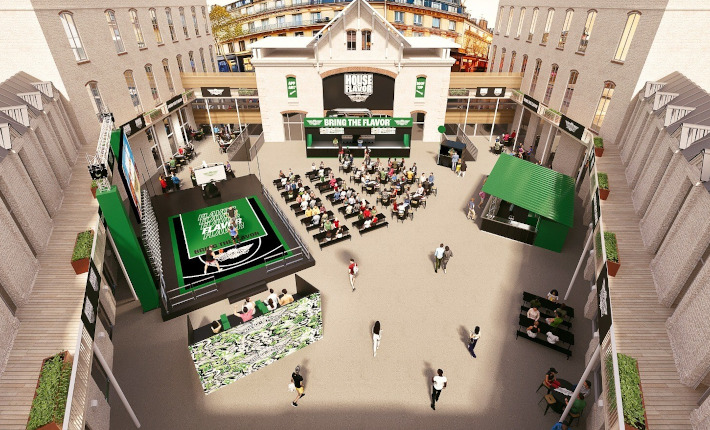 Courtyard Wingstop pop-up in Paris