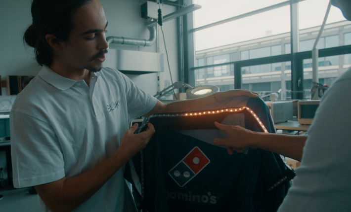 Domino's Pizza in Enschede is testing Bike Blinky