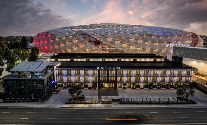 Exterior of The Anthem Hotel in LA’s Stadium District - credits Emily Bernstein