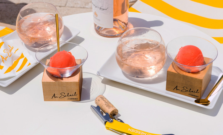 Enjoy a scoop-and-sip combo of sorbet and rosé at Le Méridien