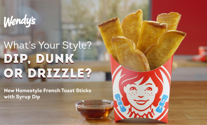 Homestyle French Toast Sticks on the Breakfast Menu of Wendy's