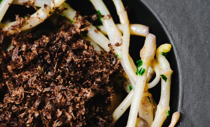 Hop shoots on the menu at restaurant DAPPER. in Ghent, Belgium.