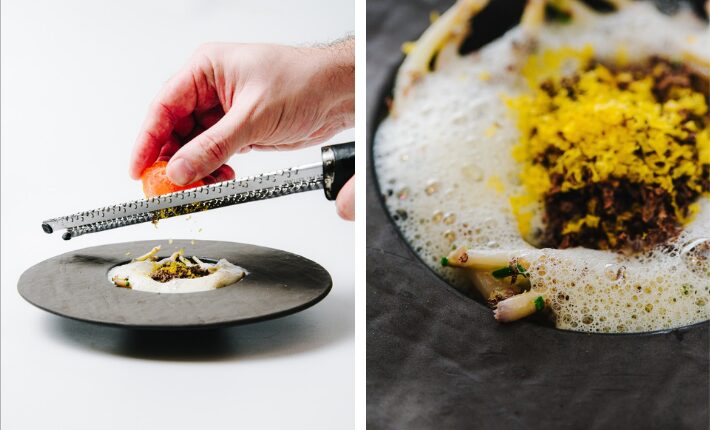 Hop shoots on the menu at restaurant DAPPER. in Ghent, Belgium.