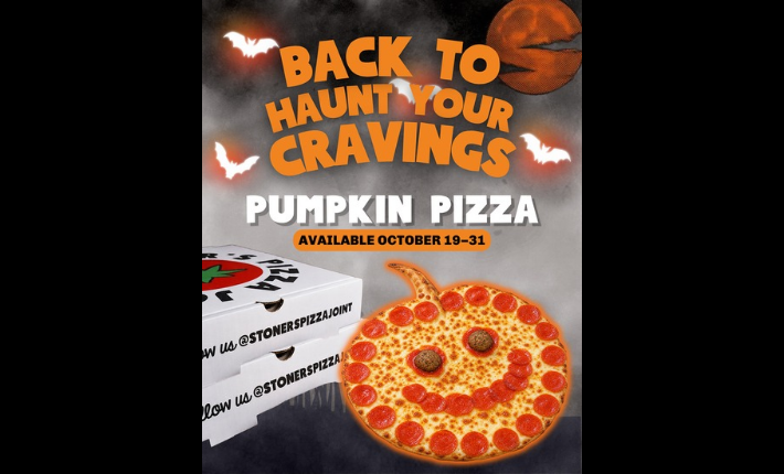 In the US, Stoner's Pizza Joint serves up Halloween fun with pumpkin-shaped pizza