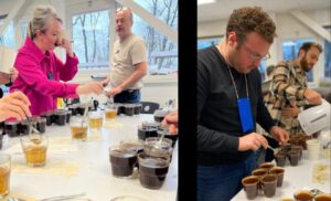 Judith Konsten and Niels te Vaanhold of Mocca d'Or tasting for the Canephora Flavour Wheel