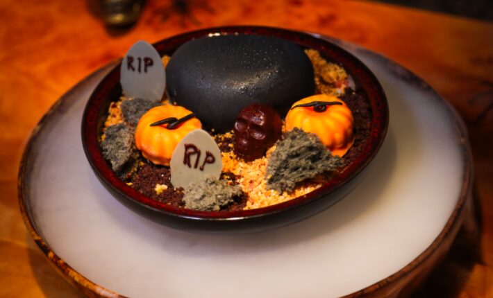 Lover's Curse dessert for a spooky Halloween at MOMO Restaurant, Bar & Lounge