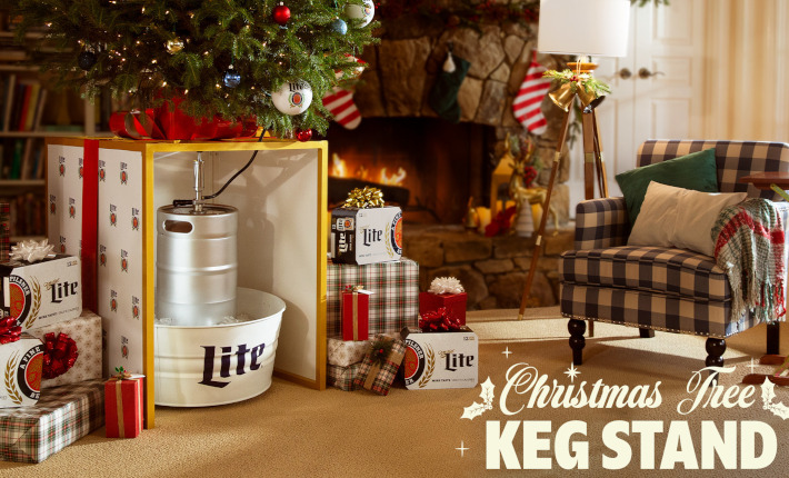Miller Lite taps into the Holiday spirit with a ‘Christmas tree keg stand’ for beer lovers