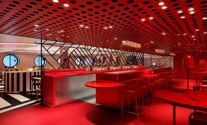 Restaurant Razzle Dazzle by concrete for cruise ship Virgin Voyages