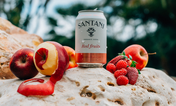 Santani Organic Soda or as described, 'Goodness in a can'