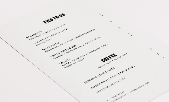 Menu with Solein by restaurant Fico in Singapore