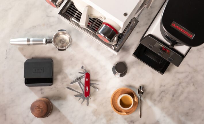 The Victorinox and La Marzocco Barista Tool