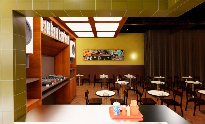 Vinyl-, Pool- en Cocktailbar Spin opens in September in Amsterdam - rendering